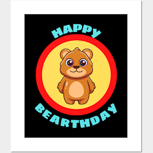 Happy Bearthday - Cute Bear Birthday Pun Posters and Art